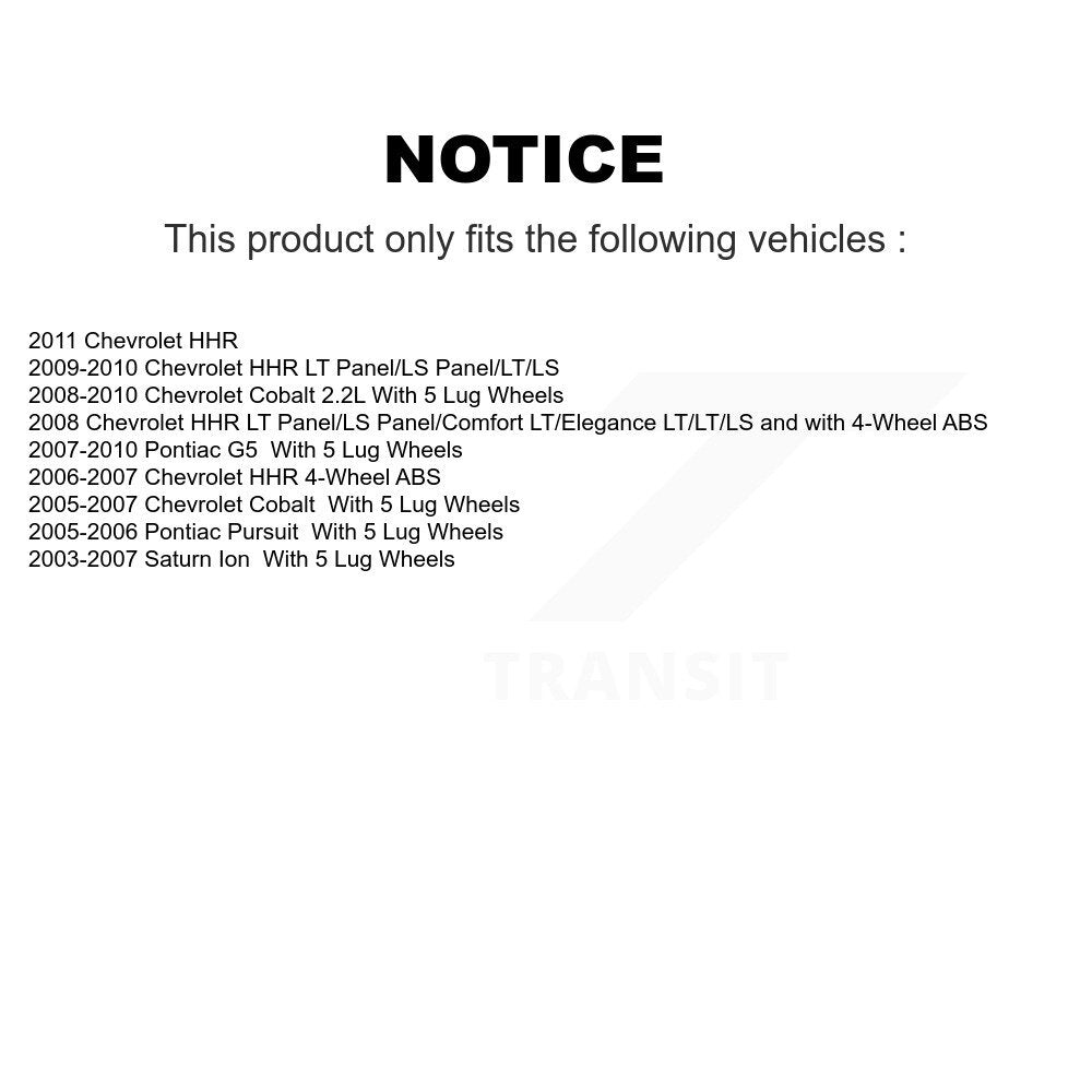 [Avant] Kit d'ensemble roulement de roue et moyeu pour Chevrolet Cobalt HHR Saturn Ion Pontiac G5 Pursuit K70-100284