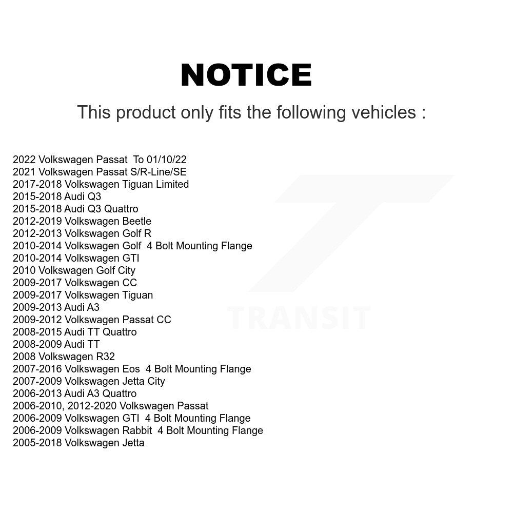 [Avant] Kit d'ensemble roulement de roue et moyeu pour Volkswagen Jetta Passat Tiguan Beetle CC Audi GTI Q3 Eos Golf Rabbit A3 TT Quattro Limited R K70-100309