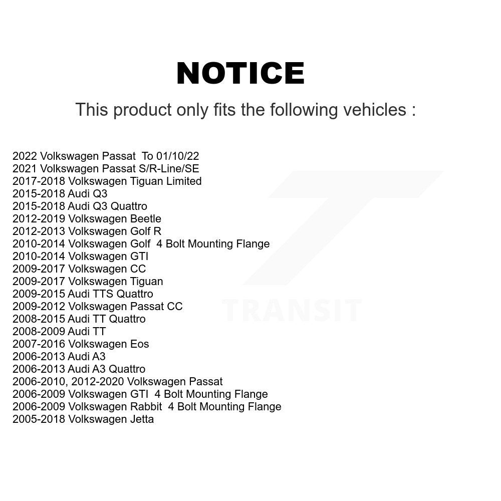 [Avant] Kit d'ensemble roulement de roue et moyeu pour Volkswagen Jetta Passat Tiguan Beetle CC Audi GTI Q3 Eos Golf Rabbit A3 TT Quattro Limited R K70-100309