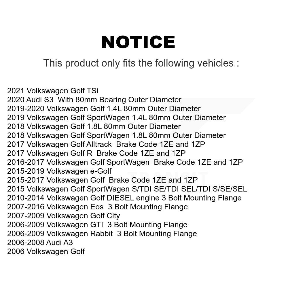 [Avant] Kit d'ensemble roulement de roue et moyeu pour Volkswagen Golf Eos Rabbit SportWagen GTI Alltrack e-Golf Audi A3 R R32 S3 City K70-100317