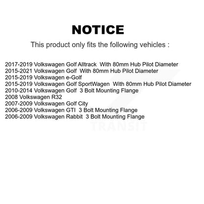 [Avant] Kit d'ensemble roulement de roue et moyeu pour Volkswagen Golf Eos Rabbit SportWagen GTI Alltrack e-Golf Audi A3 R R32 S3 City K70-100317