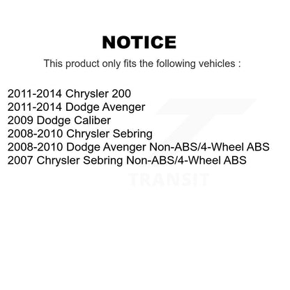 [Avant] Kit d'ensemble roulement de roue et moyeu pour Chrysler Dodge Avenger 200 Sebring Caliber K70-100318