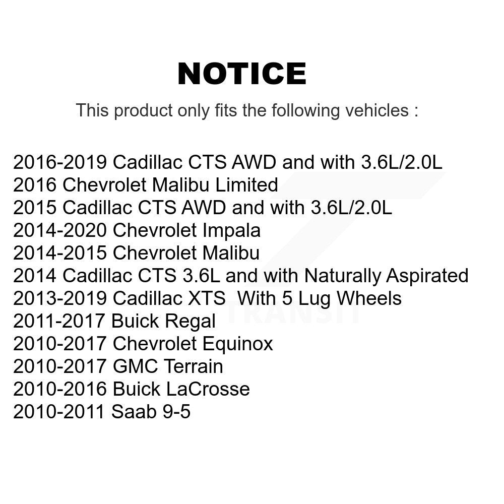 [Avant] Kit d'ensemble roulement de roue et moyeu pour Chevrolet Equinox GMC Terrain Malibu Buick Impala LaCrosse Cadillac Regal XTS Limited CTS Saab 9-5 K70-100337