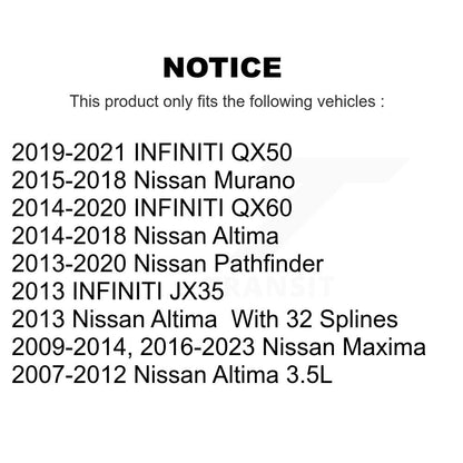 [Avant] Kit d'ensemble roulement de roue et moyeu pour Nissan Altima Maxima Pathfinder INFINITI Murano QX60 JX35 QX50 K70-100342