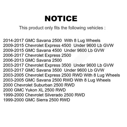 [Avant] Kit d'ensemble roulement de roue et moyeu pour Chevrolet Express 3500 2500 GMC Savana 4500 K70-100404