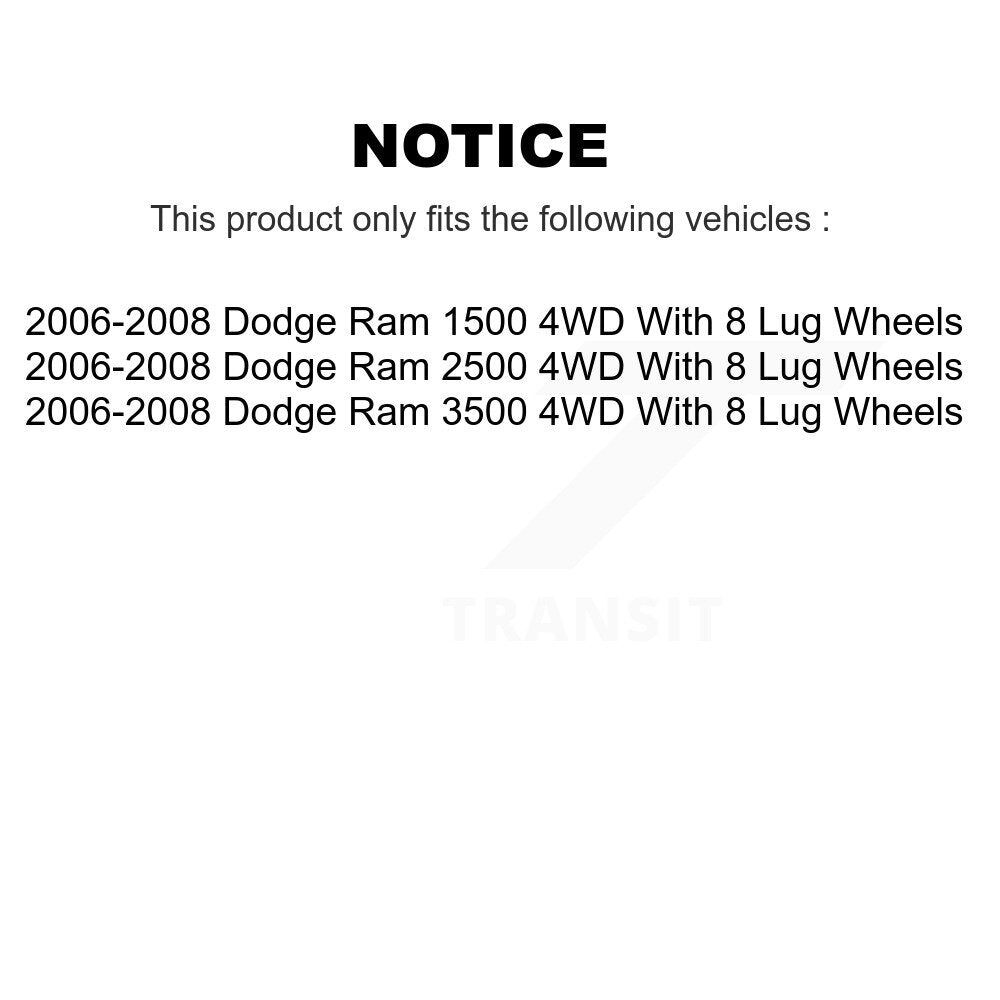 [Avant] Kit d'ensemble roulement de roue et moyeu pour 2006-2008 Dodge Ram 1500 2500 3500 avec 8 Lug Wheels K70-100432