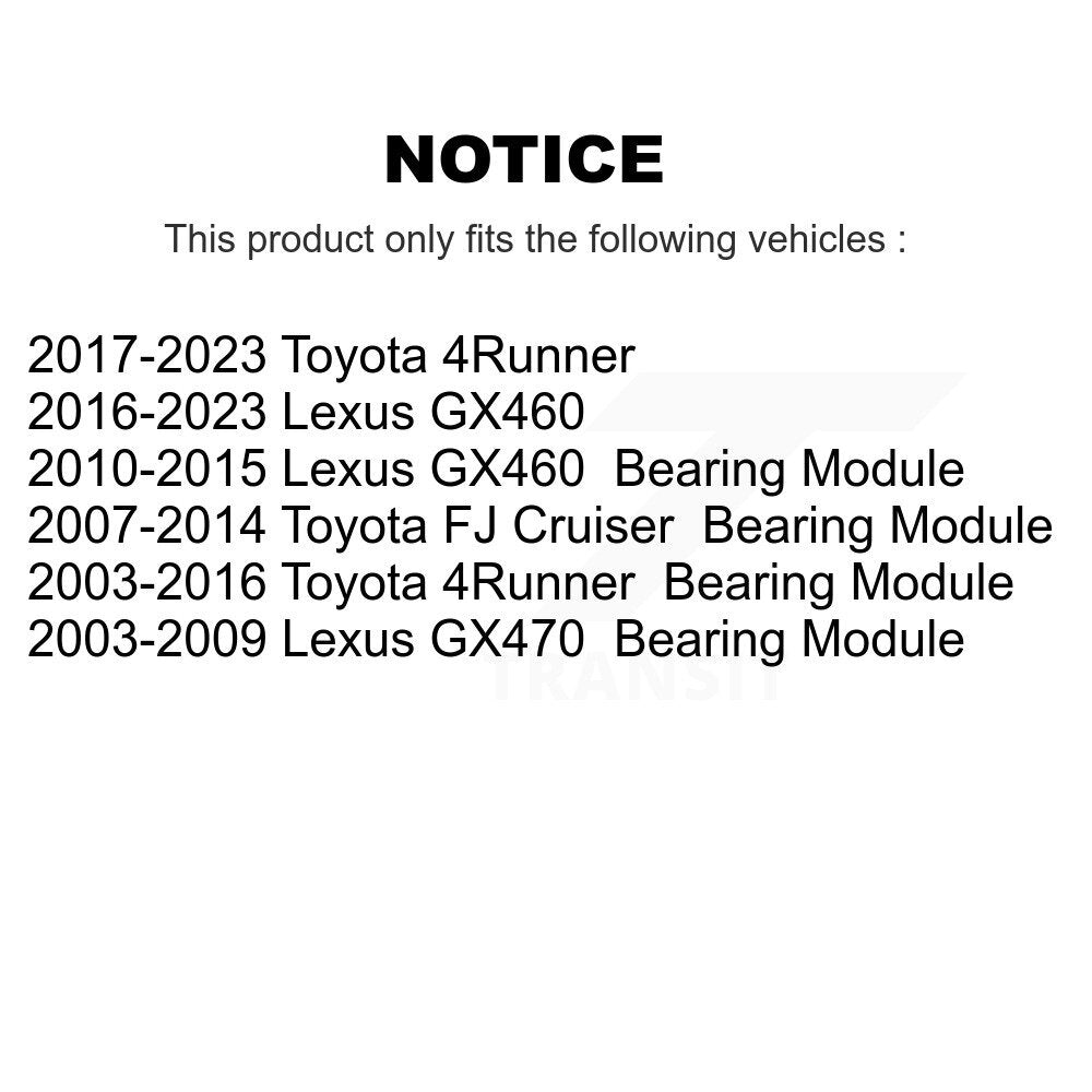 [Arrière] Kit d'ensemble roulement de roue pour Toyota 4Runner Lexus GX460 FJ Cruiser GX470 K70-100455