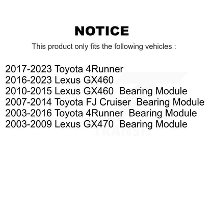 [Arrière] Kit d'ensemble roulement de roue pour Toyota 4Runner Lexus GX460 FJ Cruiser GX470 K70-100455