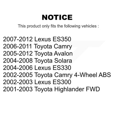 [Arrière] Kit d'ensemble roulement de roue et moyeu pour Toyota Camry Lexus Avalon ES350 Solara Highlander ES330 ES300 K70-100460