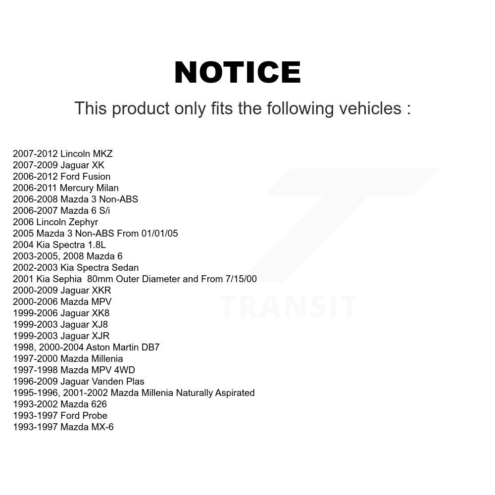 [Avant] Kit de Roulement de roue pour Ford Fusion Mazda 3 6 Lincoln MKZ Mercury Milan MPV 626 Kia Jaguar Spectra Zephyr XK8 Millenia XJ8 Vanden Plas Probe Sephia XKR MX-6 XJR Aston Martin DB7 K70-100488