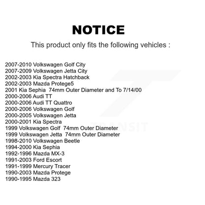 [Avant] Kit de Roulement de roue pour Volkswagen Jetta Beetle Ford Escort Mazda Protege Golf Kia Audi Spectra Protege5 TT Quattro Sephia Mercury Tracer MX-3 323 City K70-100490