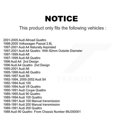 [Avant] Kit de Roulement de roue pour Volkswagen Passat Audi A4 Quattro Allroad A6 S4 A8 100 S6 90 200 Coupe V8 K70-100492