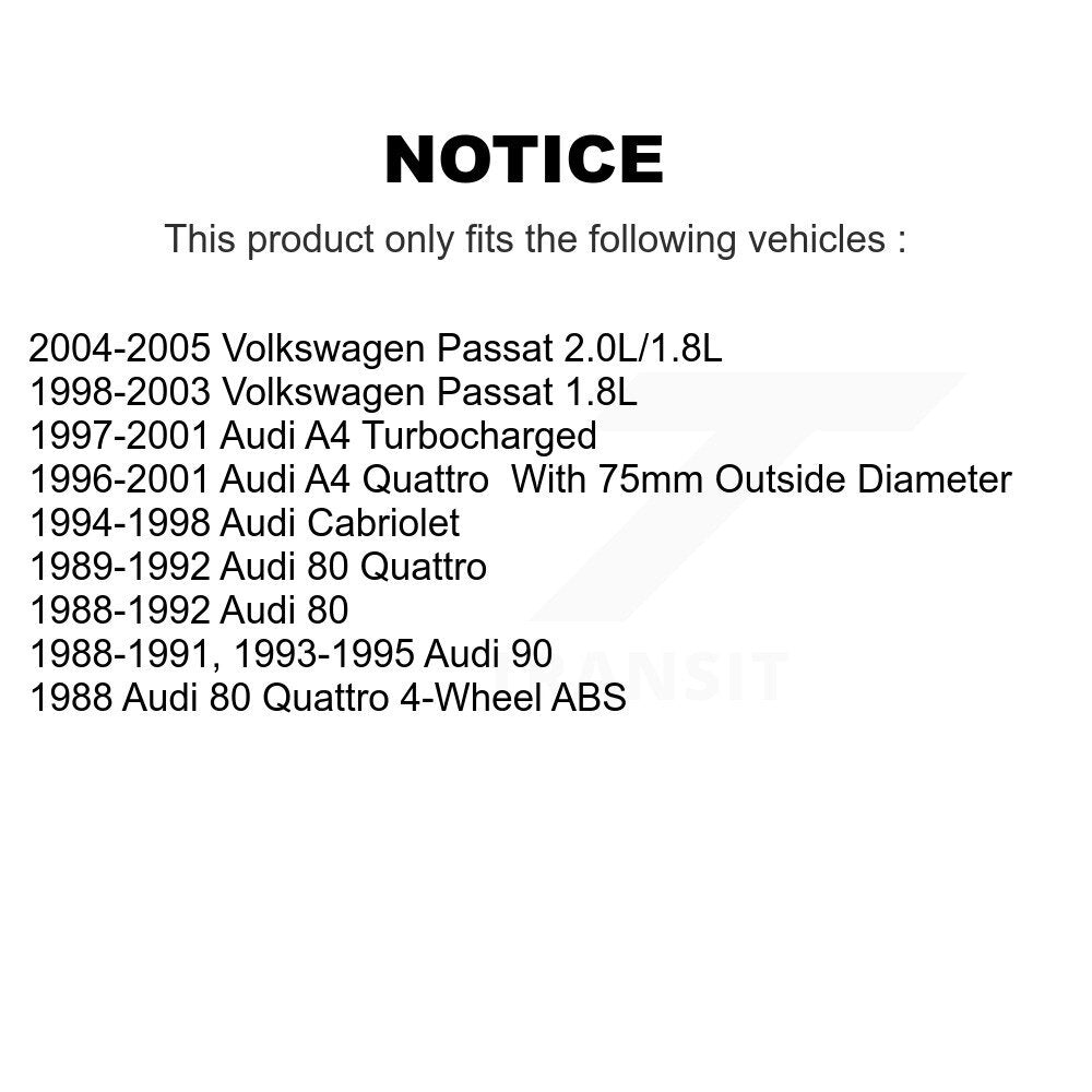 [Avant] Kit de Roulement de roue pour Volkswagen Passat Audi A4 Quattro Cabriolet 90 80 A8 K70-100493