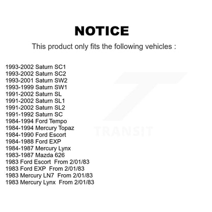 [Avant] Kit de Roulement de roue pour Saturn SL2 SL1 Ford SC2 Tempo SL Escort SC1 SW2 Mercury Topaz SW1 Mazda 626 Lynx EXP SC LN7 K70-100494