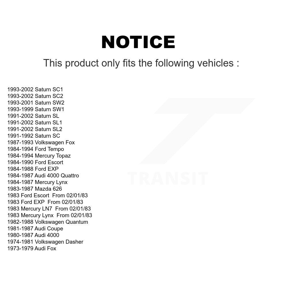[Avant] Kit de Roulement de roue pour Saturn SL2 SL1 Ford SC2 Tempo SL Escort SC1 SW2 Mercury Topaz SW1 Mazda 626 Lynx EXP SC LN7 K70-100494
