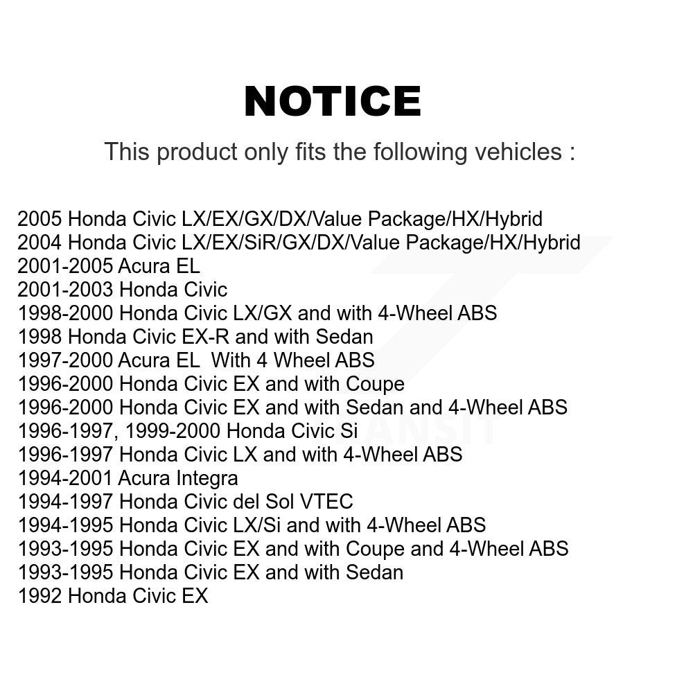 [Avant] Kit de Roulement de roue pour Honda Civic Acura Integra del Sol EL K70-100496