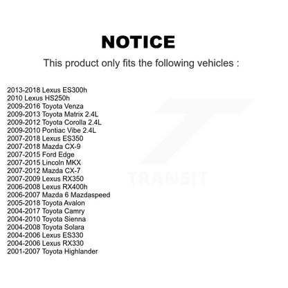 [Avant] Kit de Roulement de roue pour Toyota Camry Lexus Ford Edge Sienna ES350 Avalon Highlander Mazda CX-9 Venza Lincoln MKX RX350 RX330 Solara ES330 CX-7 6 Matrix ES300h RX400h Pontiac Vibe K70-100508