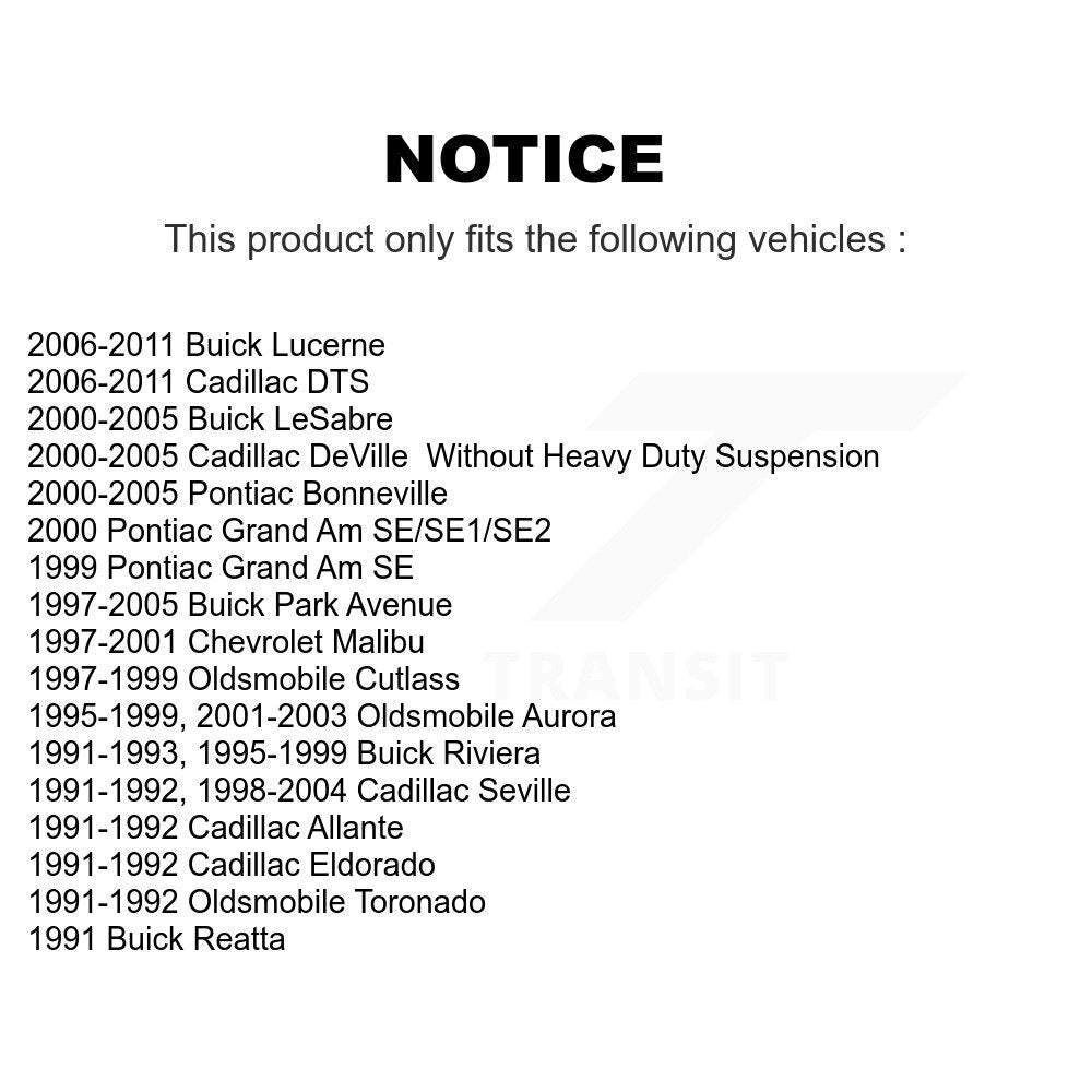 [Arrière] Kit d'ensemble roulement de roue et moyeu pour Buick LeSabre Cadillac Lucerne DeVille DTS Park Avenue Pontiac Chevrolet Malibu Bonneville Grand Am Seville Oldsmobile Aurora Riviera Cutlass Reatta K70-100558