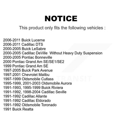 [Arrière] Kit d'ensemble roulement de roue et moyeu pour Buick LeSabre Cadillac Lucerne DeVille DTS Park Avenue Pontiac Chevrolet Malibu Bonneville Grand Am Seville Oldsmobile Aurora Riviera Cutlass Reatta K70-100558