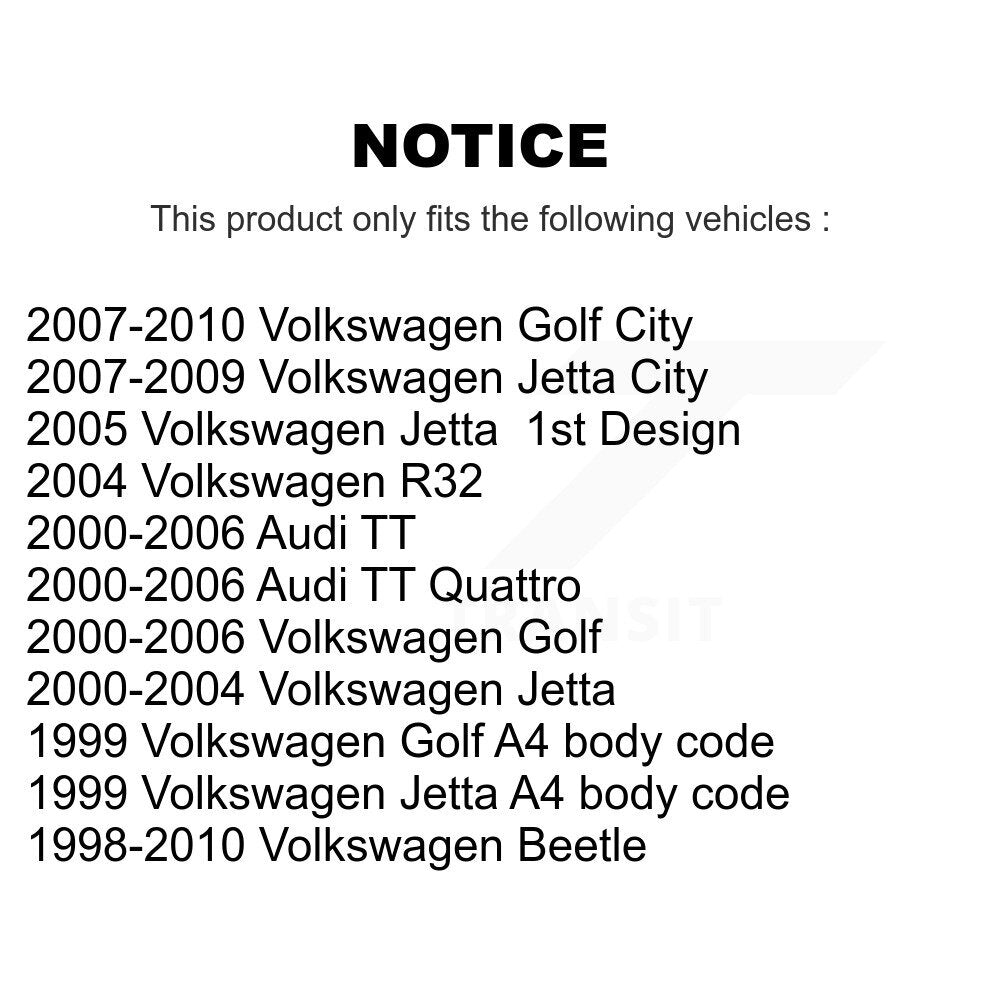 [Arrière] Kit d'ensemble roulement de roue et moyeu pour Volkswagen Jetta Beetle Golf Audi TT Quattro R32 City K70-100559