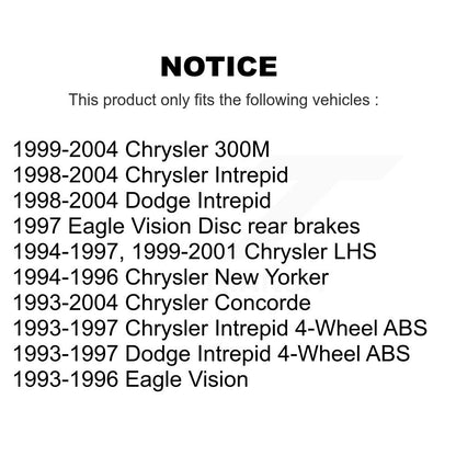 [Arrière] Kit d'ensemble roulement de roue et moyeu pour Chrysler Dodge Intrepid Concorde 300M LHS Eagle Vision New Yorker K70-100563