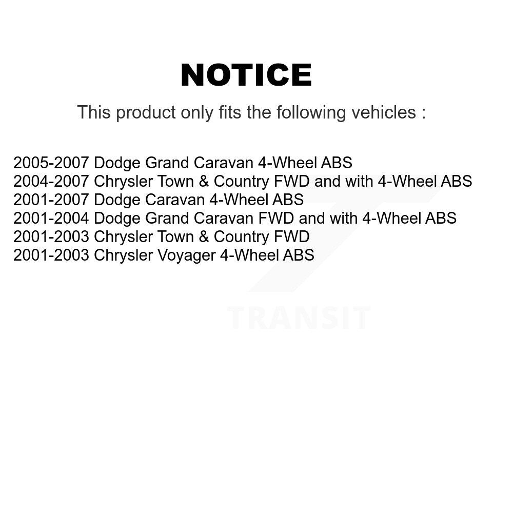 [Arrière] Kit d'ensemble roulement de roue et moyeu pour Dodge Chrysler Grand Caravan Town & Country Voyager K70-100580