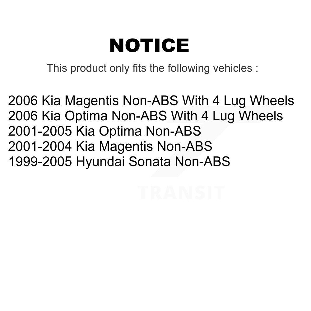 [Arrière] Kit d'ensemble roulement de roue et moyeu pour Hyundai Sonata Kia Optima Magentis Non-ABS K70-100594