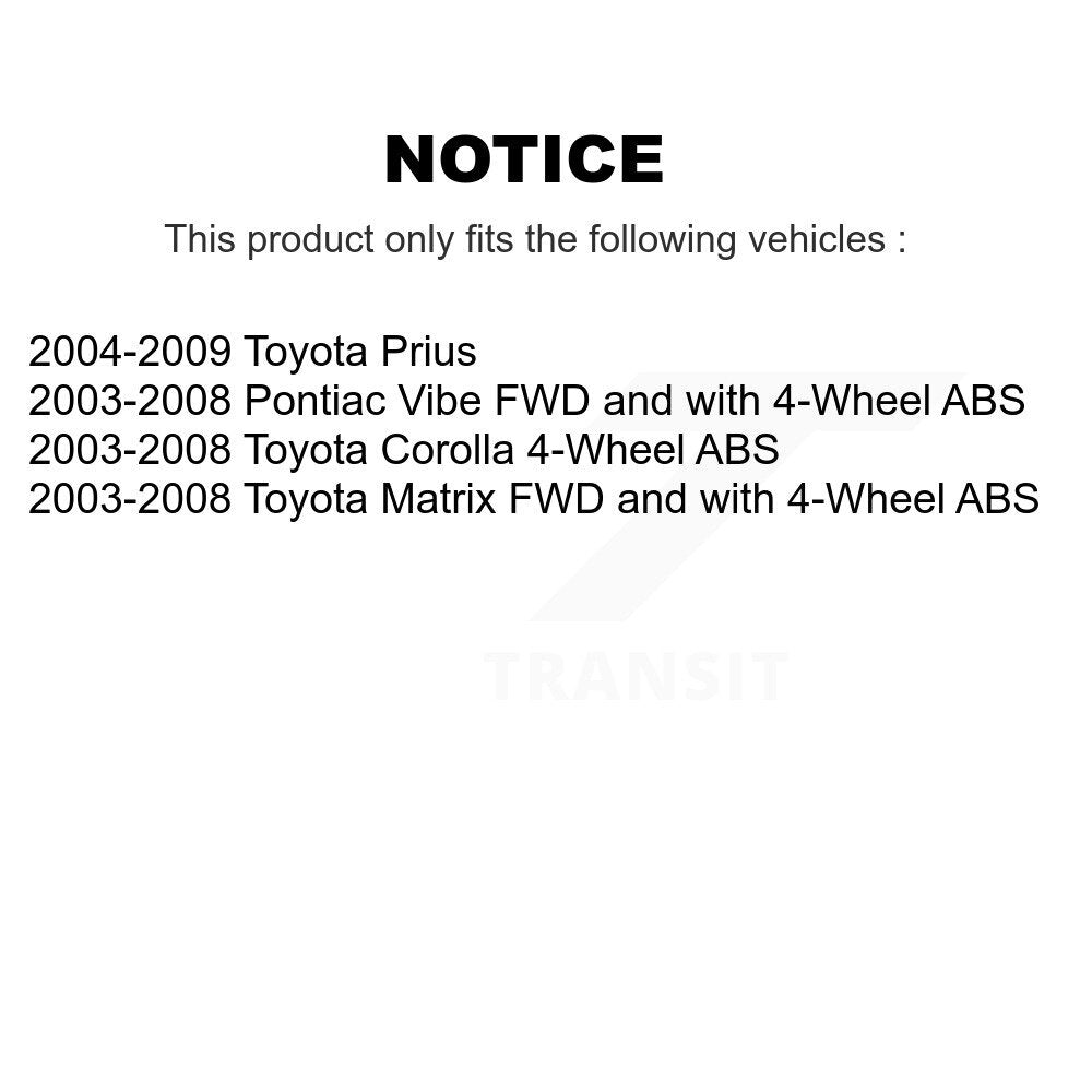 [Arrière] Kit d'ensemble roulement de roue et moyeu pour Toyota Corolla Prius Matrix Pontiac Vibe K70-100604