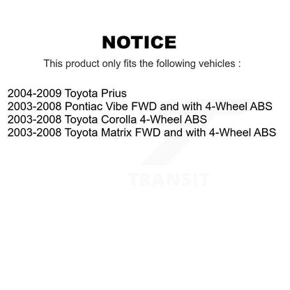 [Arrière] Kit d'ensemble roulement de roue et moyeu pour Toyota Corolla Prius Matrix Pontiac Vibe K70-100604