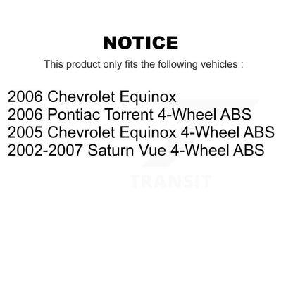 [Arrière] Kit d'ensemble roulement de roue et moyeu pour Saturn Vue Chevrolet Equinox Pontiac Torrent K70-100609