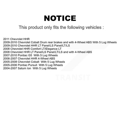 [Arrière] Kit d'ensemble roulement de roue et moyeu pour Chevrolet Cobalt HHR Saturn Ion Pontiac G5 Pursuit K70-100618