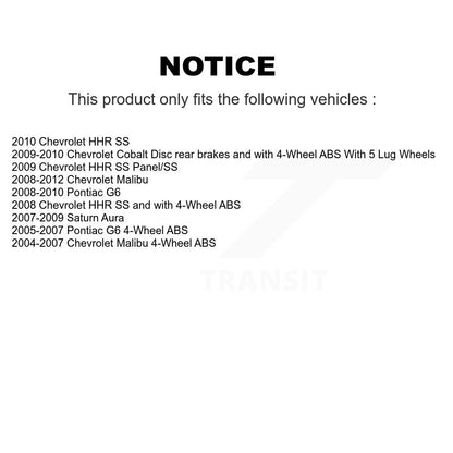 [Arrière] Kit d'ensemble roulement de roue et moyeu pour Chevrolet Malibu Pontiac G6 Cobalt HHR Saturn Aura K70-100635