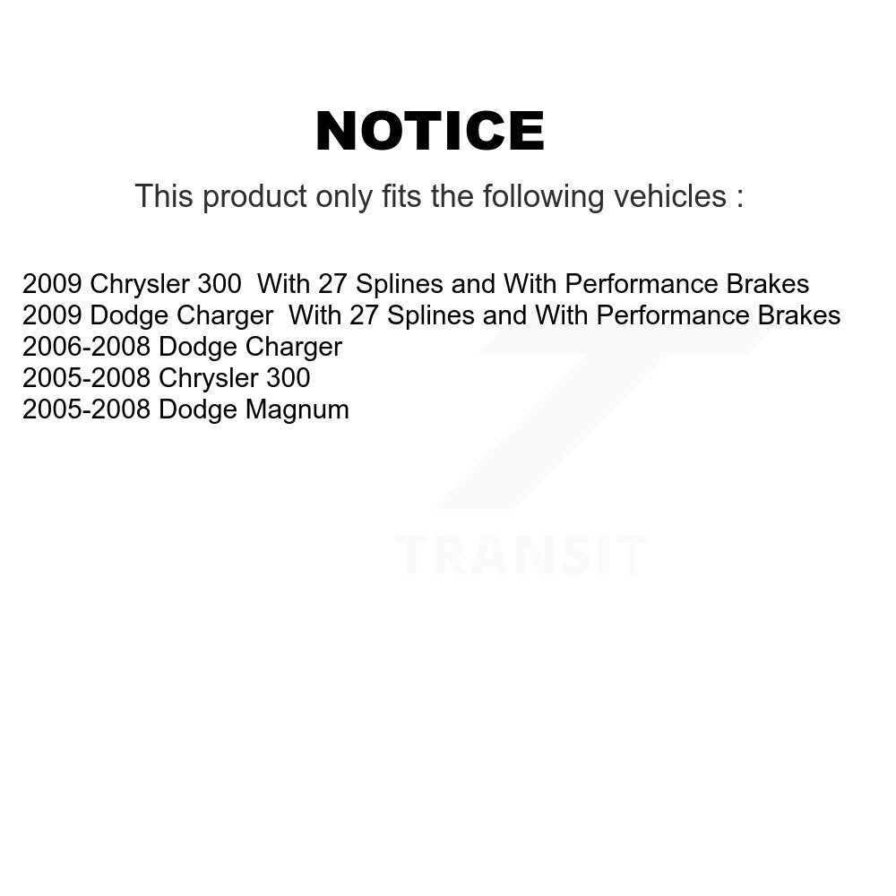 [Arrière] Kit d'ensemble roulement de roue et moyeu pour Chrysler 300 Dodge Charger Magnum K70-100643