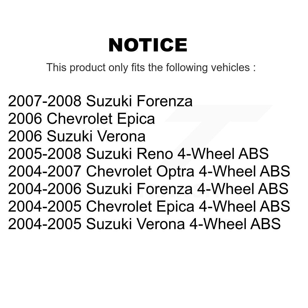 [Arrière] Kit d'ensemble roulement de roue et moyeu pour Suzuki Forenza Reno Verona Chevrolet Epica Optra K70-100653