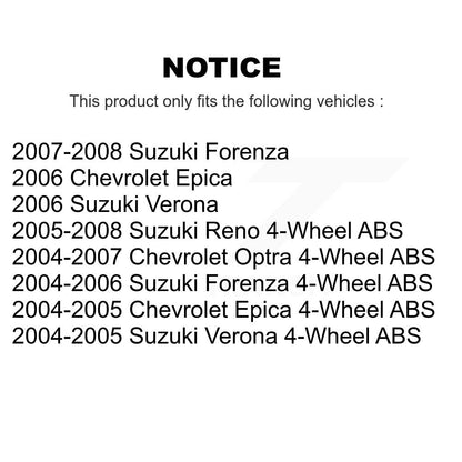 [Arrière] Kit d'ensemble roulement de roue et moyeu pour Suzuki Forenza Reno Verona Chevrolet Epica Optra K70-100653