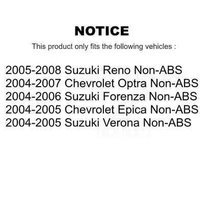 [Arrière] Kit d'ensemble roulement de roue et moyeu pour Suzuki Forenza Reno Verona Chevrolet Optra Epica Non-ABS K70-100654