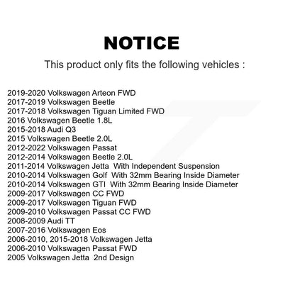 [Arrière] Kit d'ensemble roulement de roue et moyeu pour Volkswagen Jetta Passat Tiguan Beetle CC Golf Audi Q3 GTI Eos R TT Arteon City K70-100655