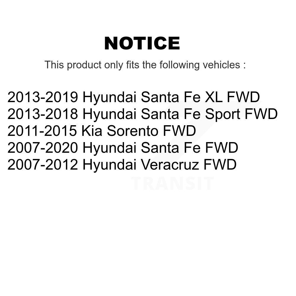 [Arrière] Kit d'ensemble roulement de roue et moyeu pour Hyundai Santa Fe Kia Sorento Sport Veracruz XL FWD K70-100661