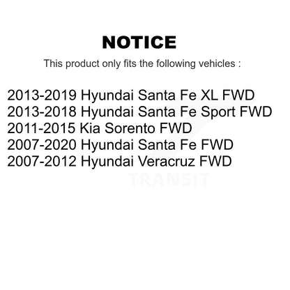 [Arrière] Kit d'ensemble roulement de roue et moyeu pour Hyundai Santa Fe Kia Sorento Sport Veracruz XL FWD K70-100661