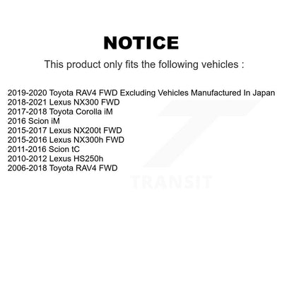 [Arrière] Kit d'ensemble roulement de roue et moyeu pour Toyota RAV4 Lexus NX200t Scion NX300 tC Corolla iM HS250h NX300h K70-100693
