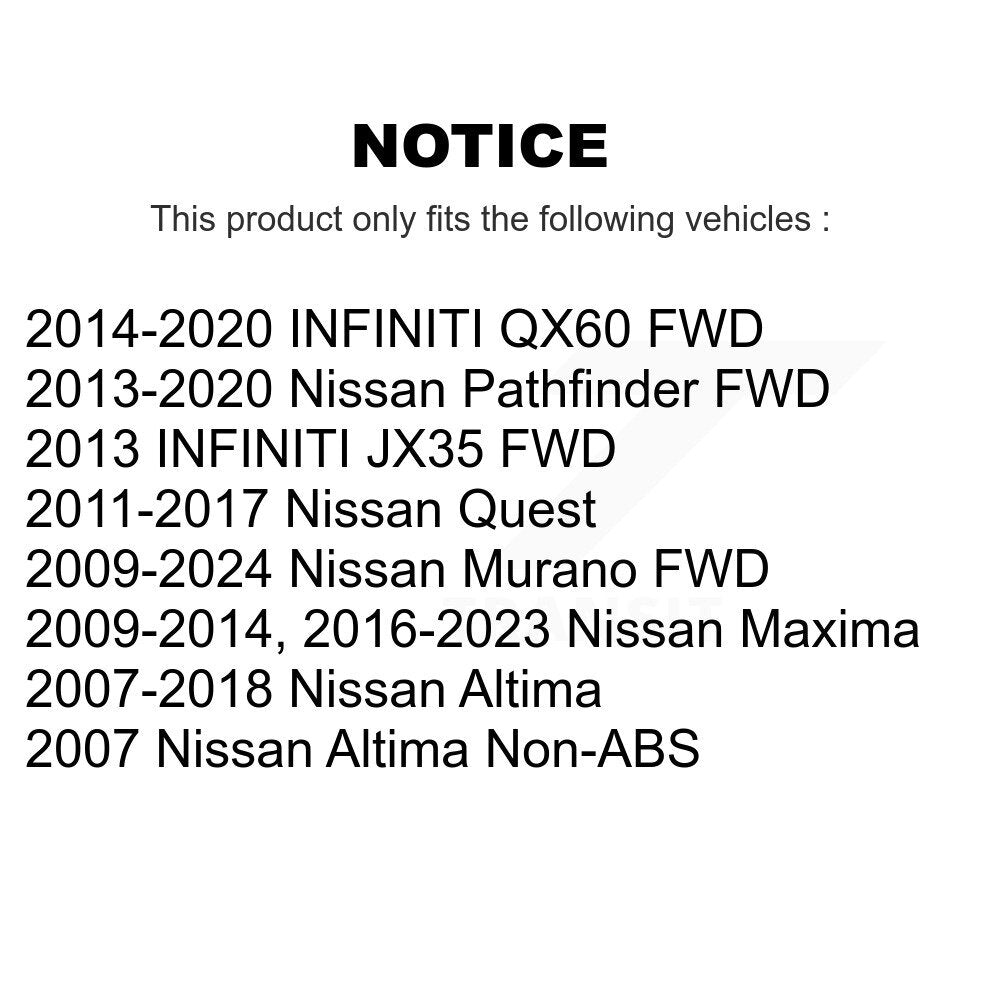 [Arrière] Kit d'ensemble roulement de roue et moyeu pour Nissan Altima Maxima Pathfinder Murano INFINITI QX60 JX35 K70-100706