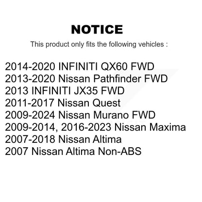 [Arrière] Kit d'ensemble roulement de roue et moyeu pour Nissan Altima Maxima Pathfinder Murano INFINITI QX60 JX35 K70-100706