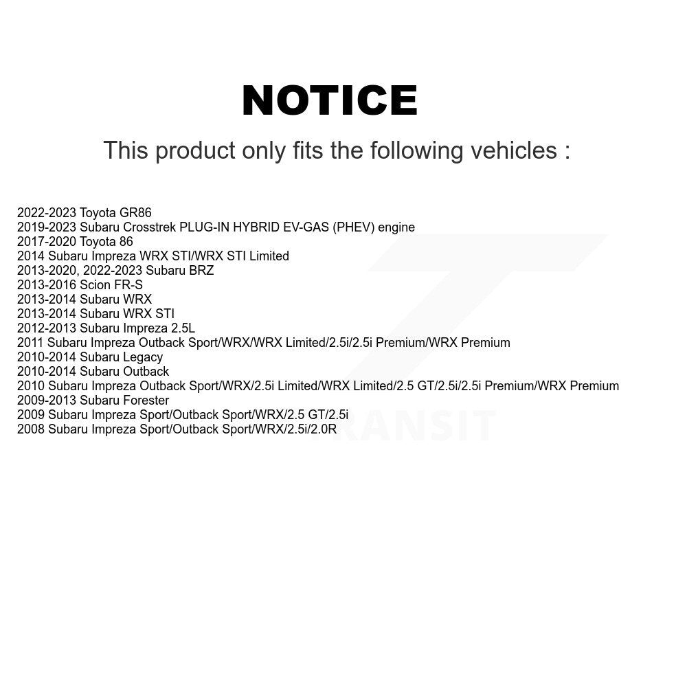 [Arrière] Kit d'ensemble roulement de roue et moyeu pour Subaru Outback Impreza Forester Legacy Crosstrek Scion FR-S BRZ Toyota 86 WRX GR86 STI K70-100711