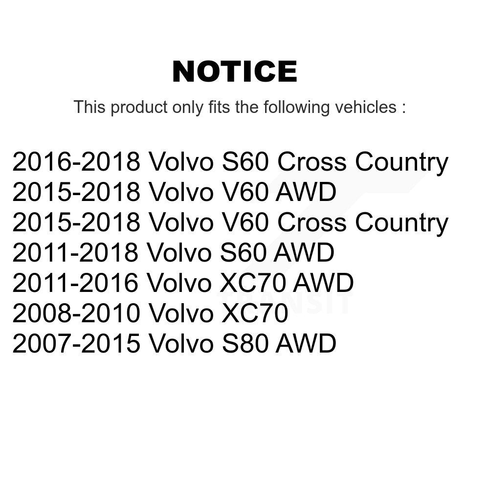 [Arrière] Kit d'ensemble roulement de roue et moyeu pour Volvo S60 XC70 S80 V60 Cross Country K70-100720