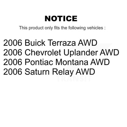 [Arrière] Kit d'ensemble roulement de roue et moyeu pour 2006 Chevrolet Uplander Pontiac Montana Buick Terraza Saturn Relay AWD K70-100770