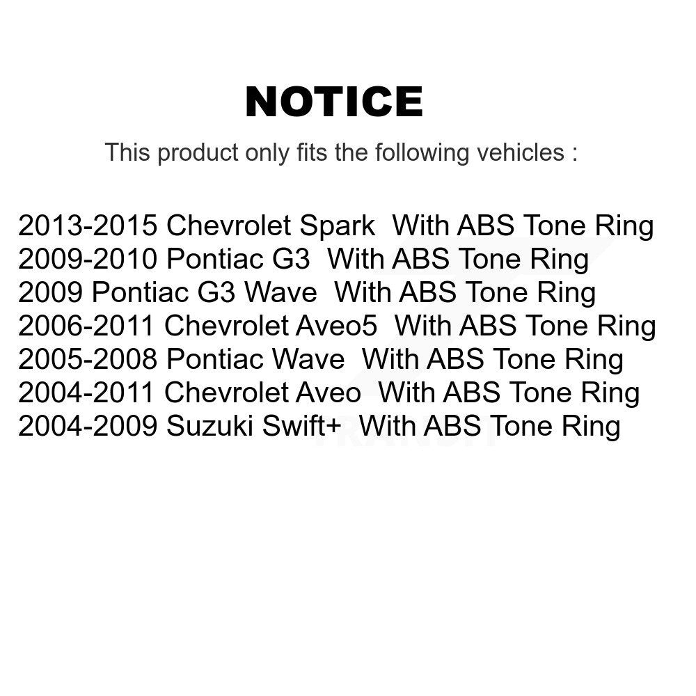 [Arrière] Kit d'ensemble roulement de roue et moyeu pour Chevrolet Aveo Spark Aveo5 Pontiac G3 Suzuki Wave Swift+ K70-100787