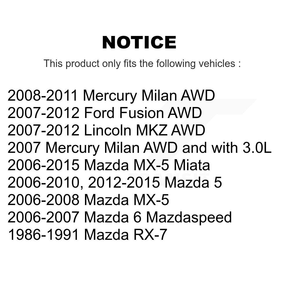 [Arrière] Kit de Roulement de roue pour Ford Fusion Mazda Lincoln MKZ 5 Mercury Milan MX-5 Miata 6 RX-7 K70-101046