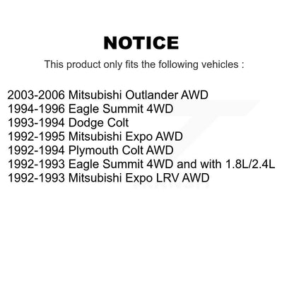 [Arrière] Kit de Roulement de roue pour Mitsubishi Outlander Eagle Summit Colt Plymouth Expo LRV Dodge K70-101063