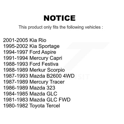 [Extérieur avant] Kit d'ensemble roulement de roue et cage pour Chrysler 300 Kia Sportage Rio Ford Mazda B2600 Festiva Mercury Aspire Capri 323 Toyota Tercel Tracer GLC K70-101087