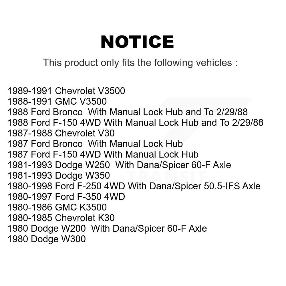 [Extérieur avant] Kit d'ensemble roulement de roue et cage pour Ford F-250 F-350 F-150 Dodge W250 Chevrolet K30 W350 Bronco GMC V3500 K3500 V30 W200 W300 K70-101093